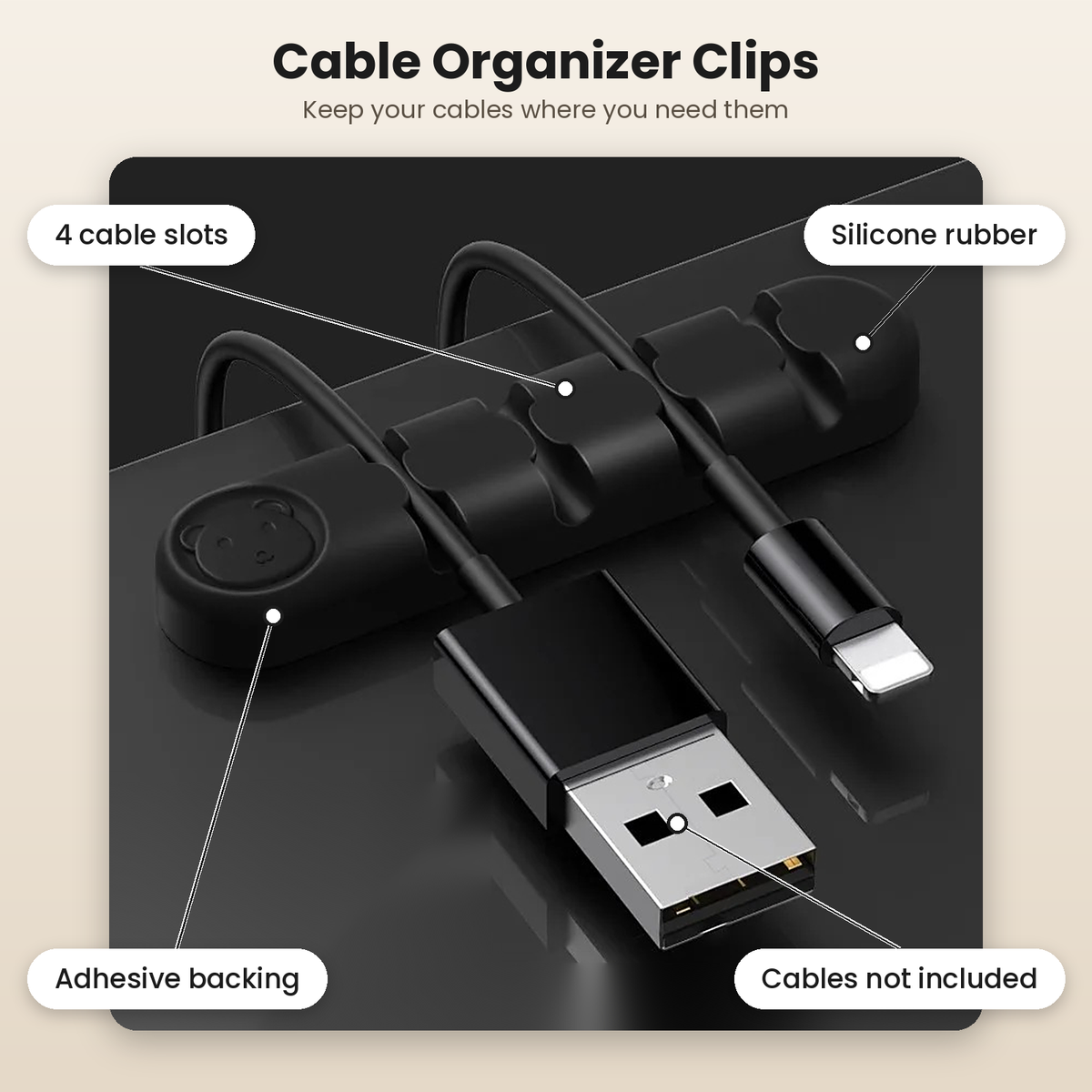 Silicone Cable Organizer Clips