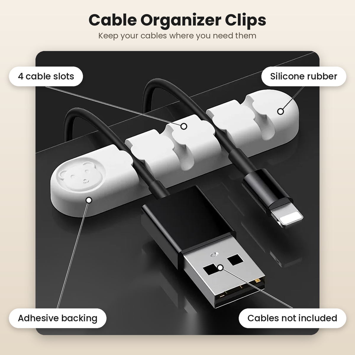 Silicone Cable Organizer Clips